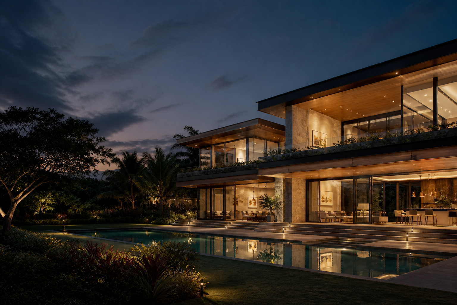 Contemporary residential architecture interior and exterior