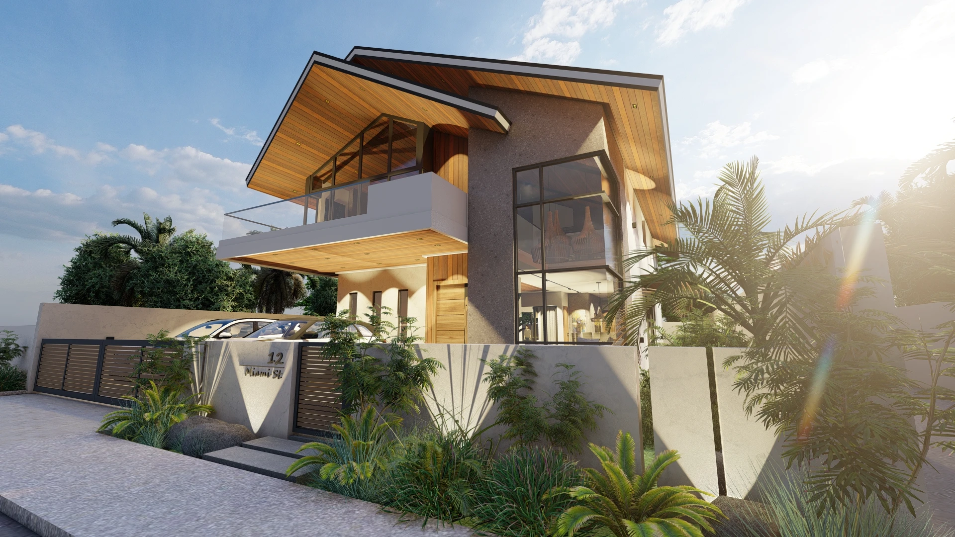 Complete front exterior of the Playa Laiya beach house