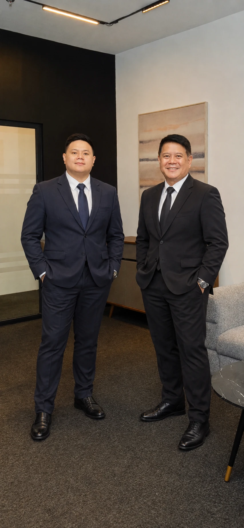 Two MEGA Architects team members in formal attire